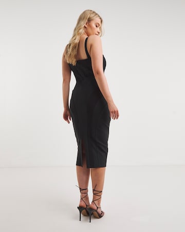 Simply Contour Mesh Panel Stretch Bandage Mix Midi Dress