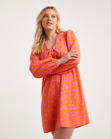 Mixed Animal Print Button Through Shirt Dress