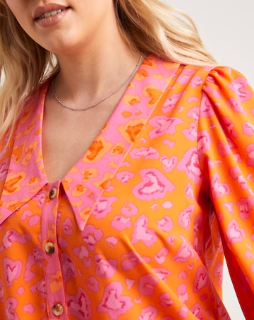 Mixed Animal Print Button Through Shirt Dress