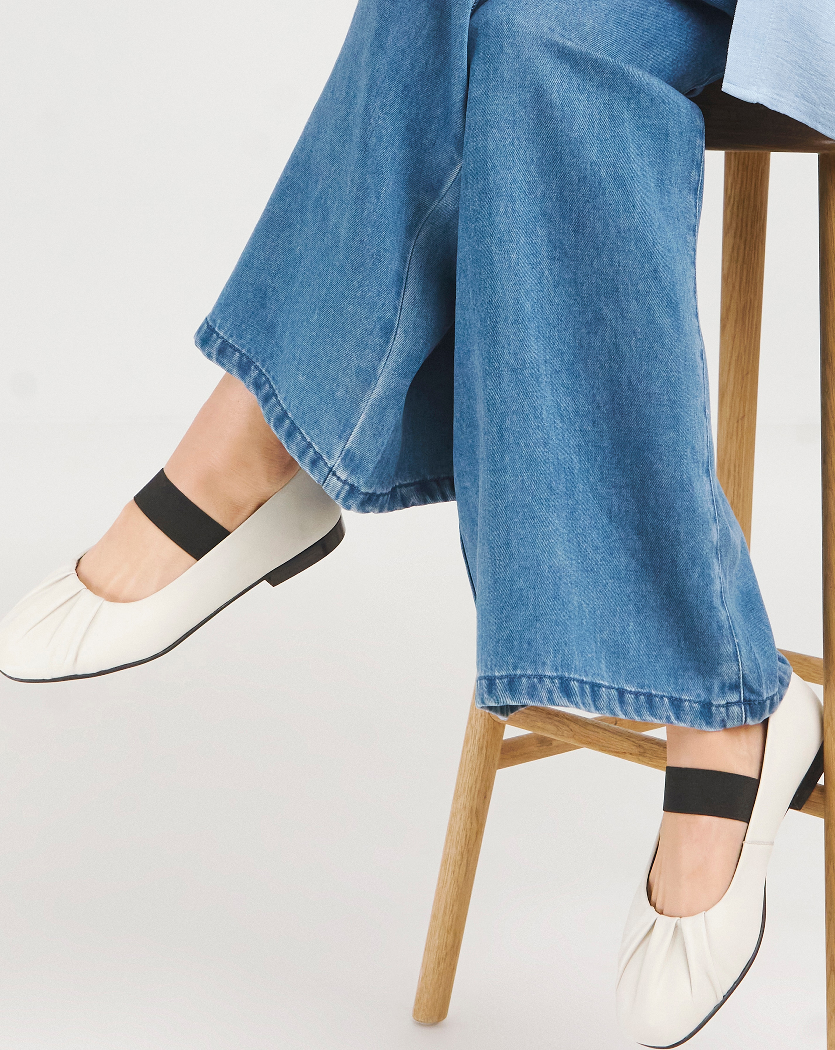 Ruched Mary Jane Ballerina Ex Wide Fit