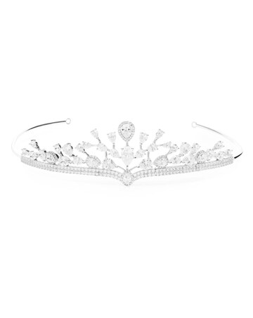 Silver Plated Cubic Zirconia Statement Crown Tiara