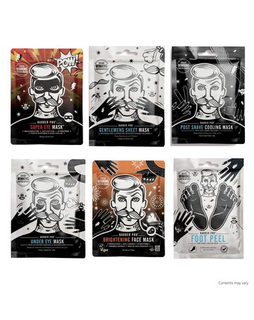 6 Barber Pro Face Mask Pack with Wash Bag