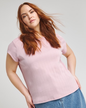 Simply Be Soft Pink Pointelle Rib T-Shirt