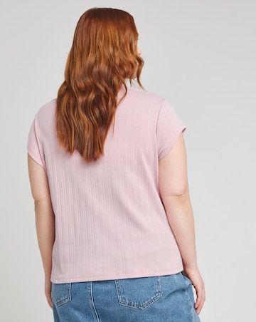 Simply Be Soft Pink Pointelle Rib T-Shirt