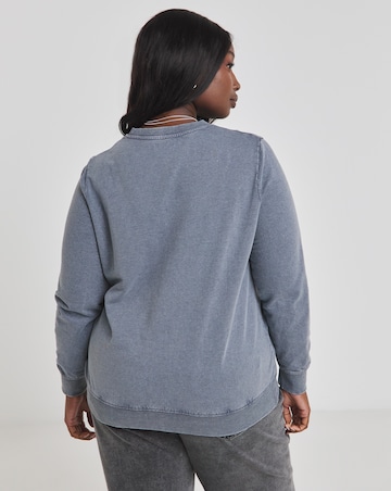 Blue Burning Hearts Slogan Sweatshirt