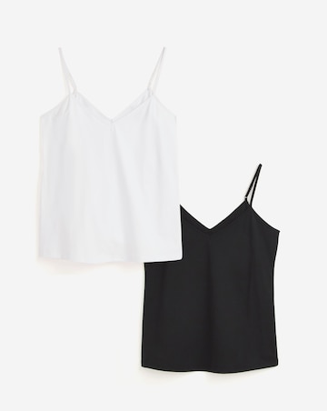 Simply Be White & Black 2 Pack V Neck Longline Camis
