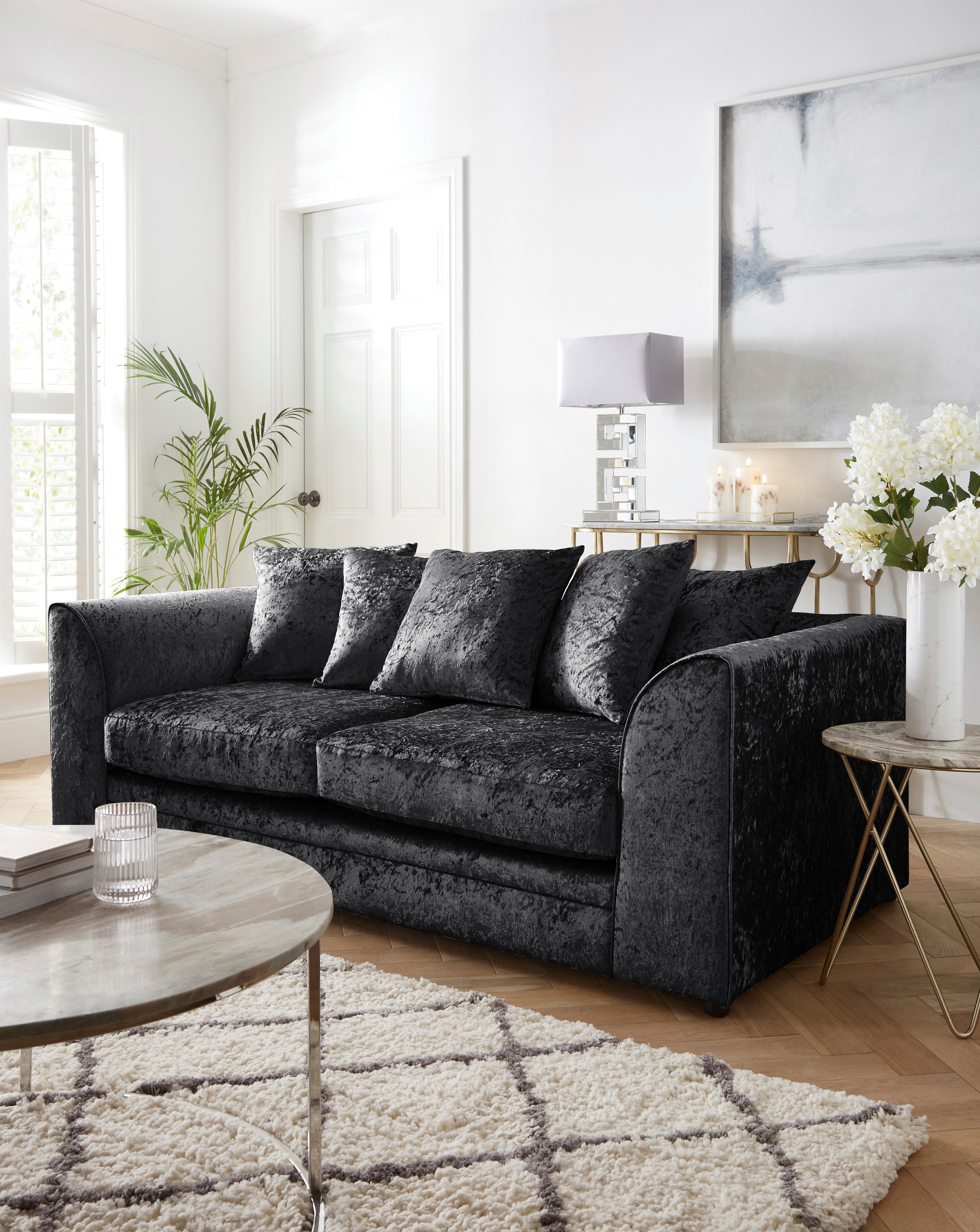 Chicago Crushed Velvet 3 Seater Sofa