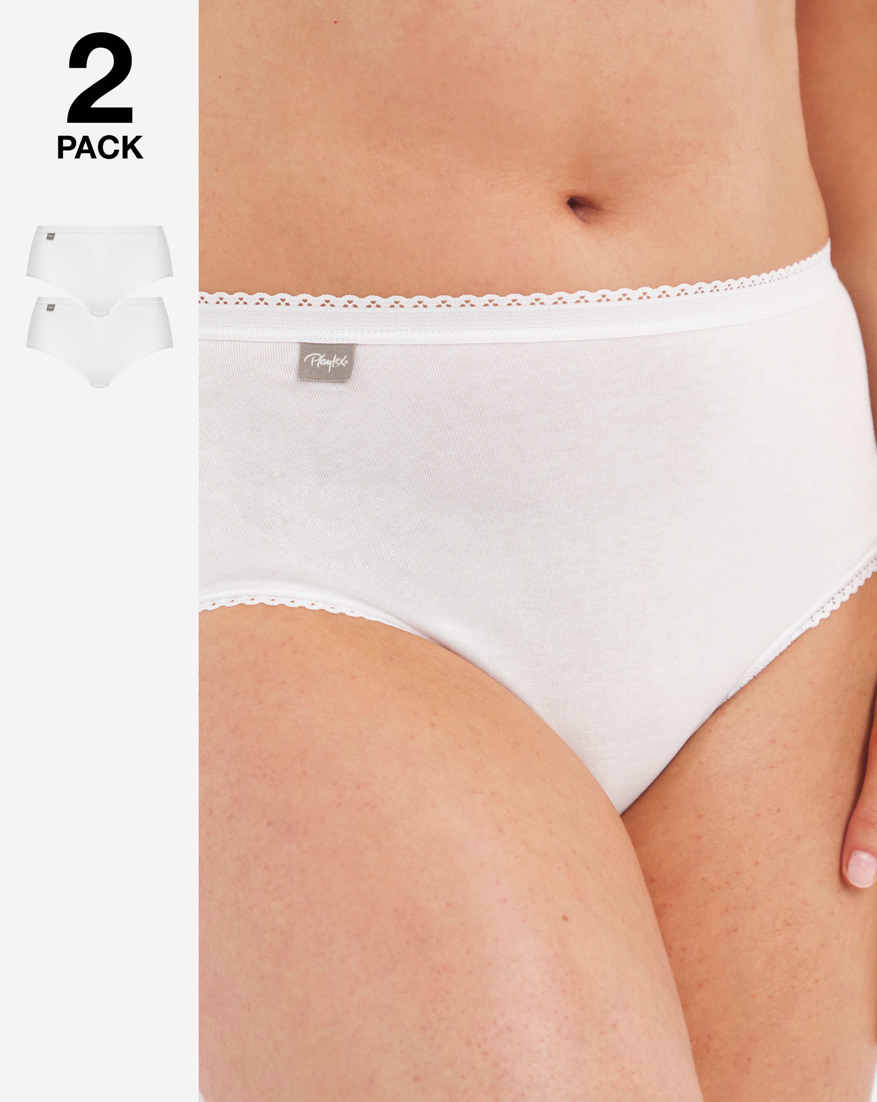 Playtex 2Pack Cotton Midi Knickers White
