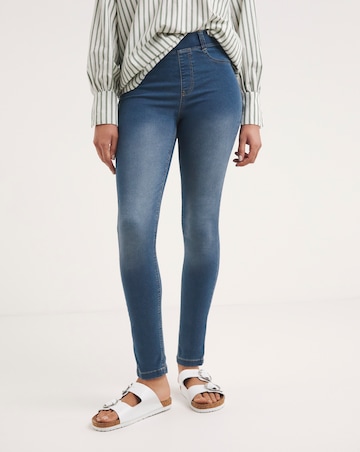 Amber Mid Blue Pull On Skinny Jeggings