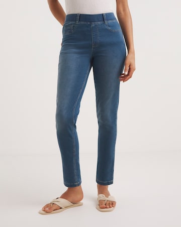 Simply Be Bella Mid Blue Pull On Slim Leg Jeggings
