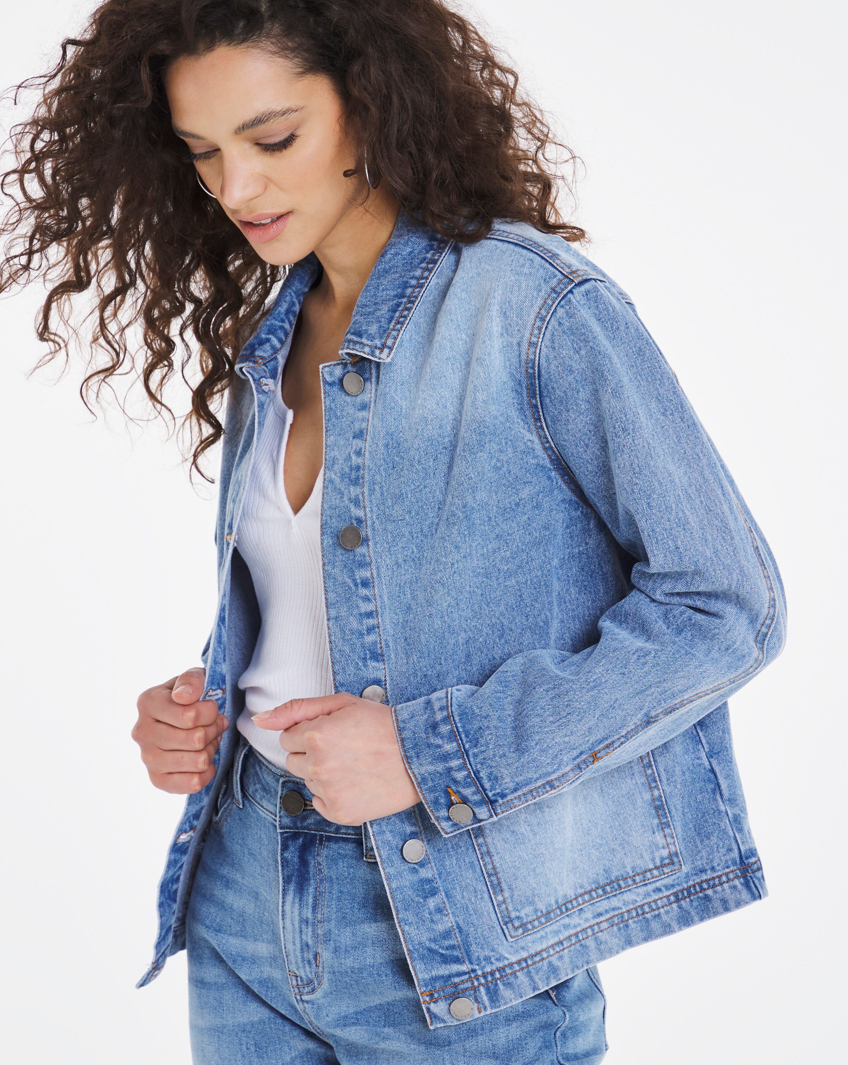 Light Blue Patch Pocket Denim Jacket 