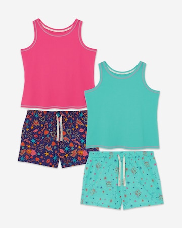 Simply Be (2 Pack) Ribbed Vest Pyjama Short Sets