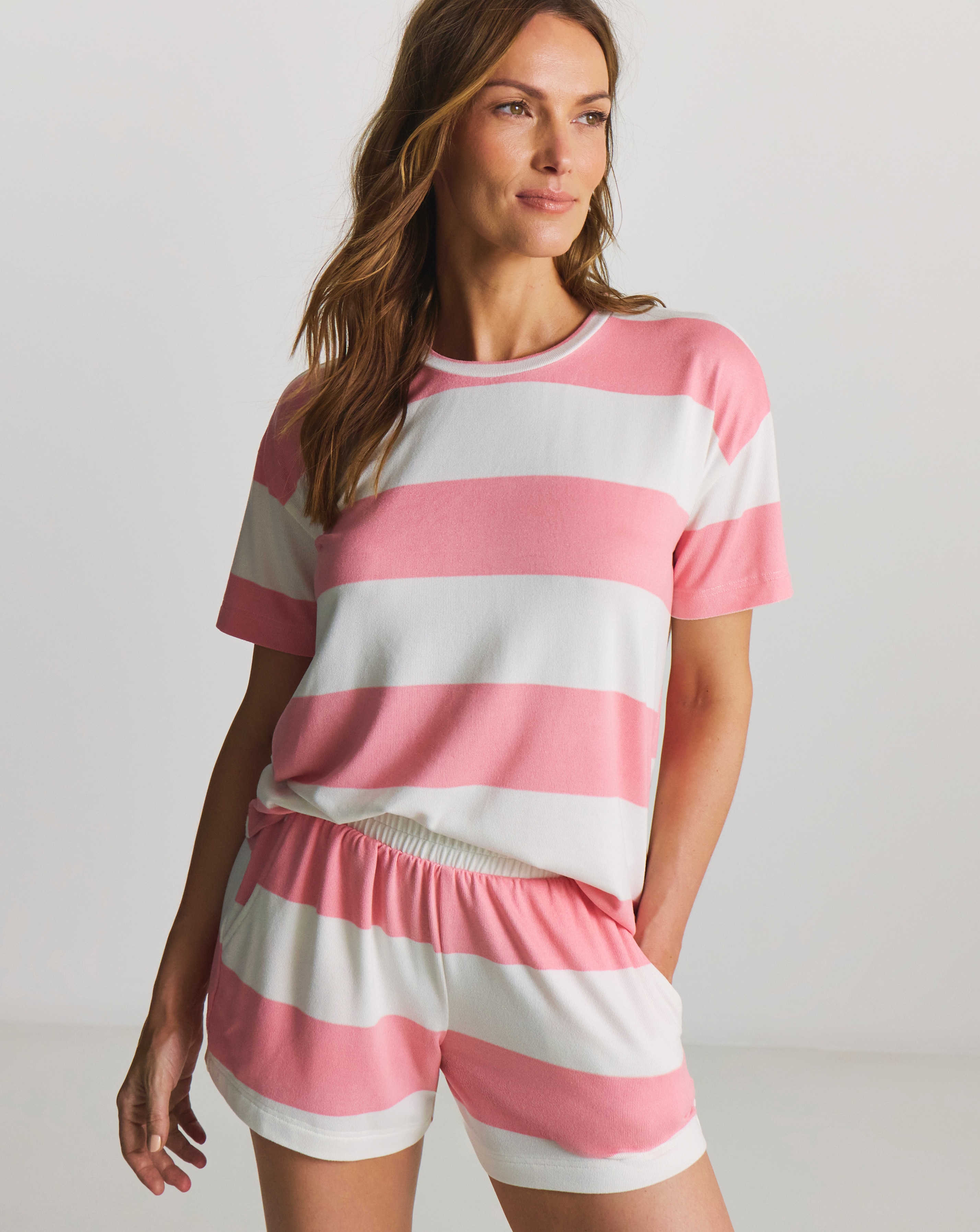 New In - Pretty Secrets Stripe Lounge Short Set