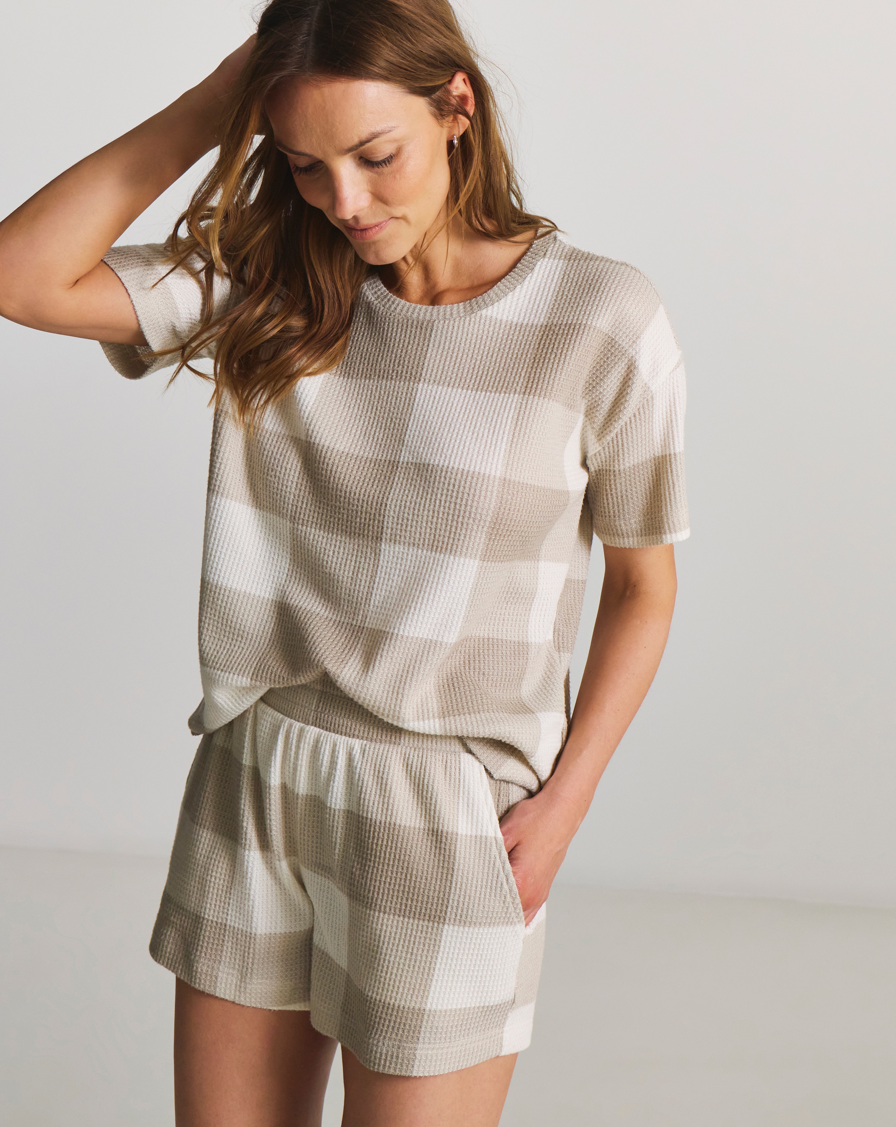 New In - Pretty Secrets Check Waffle Short Set