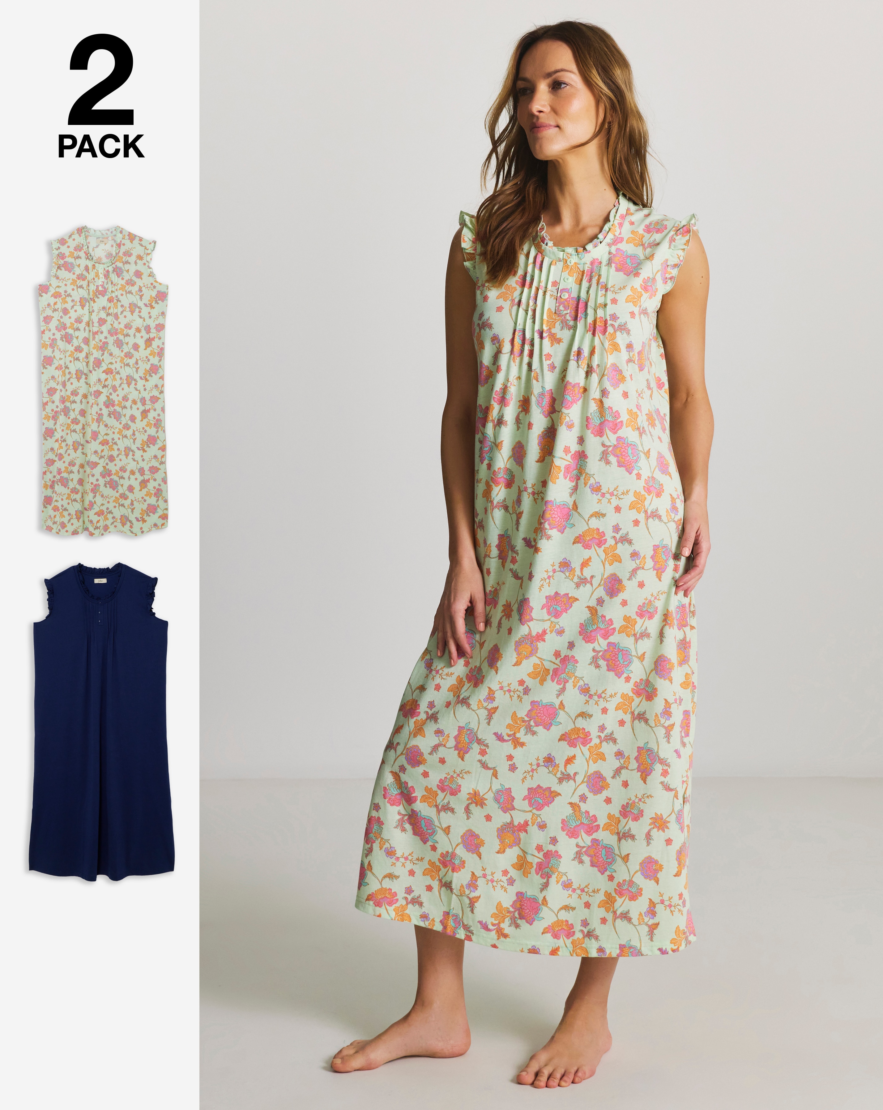 Julipa 2 Pack Value Floral Nighties
