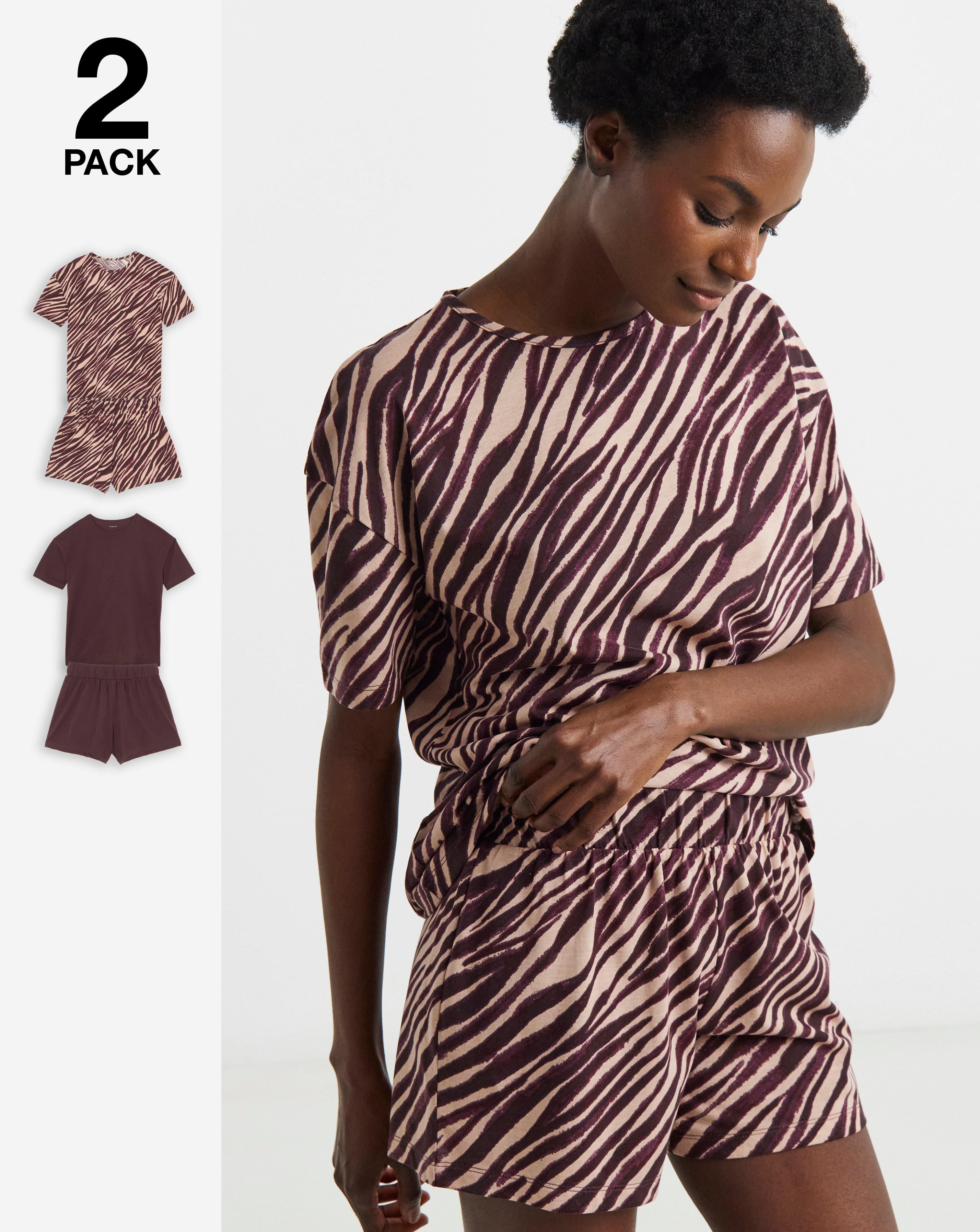 New In - Simply Be 2 Pack AnimalPrint Shortie Set