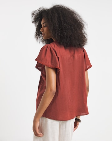 Rust Angel Sleeve Lace Insert Blouse