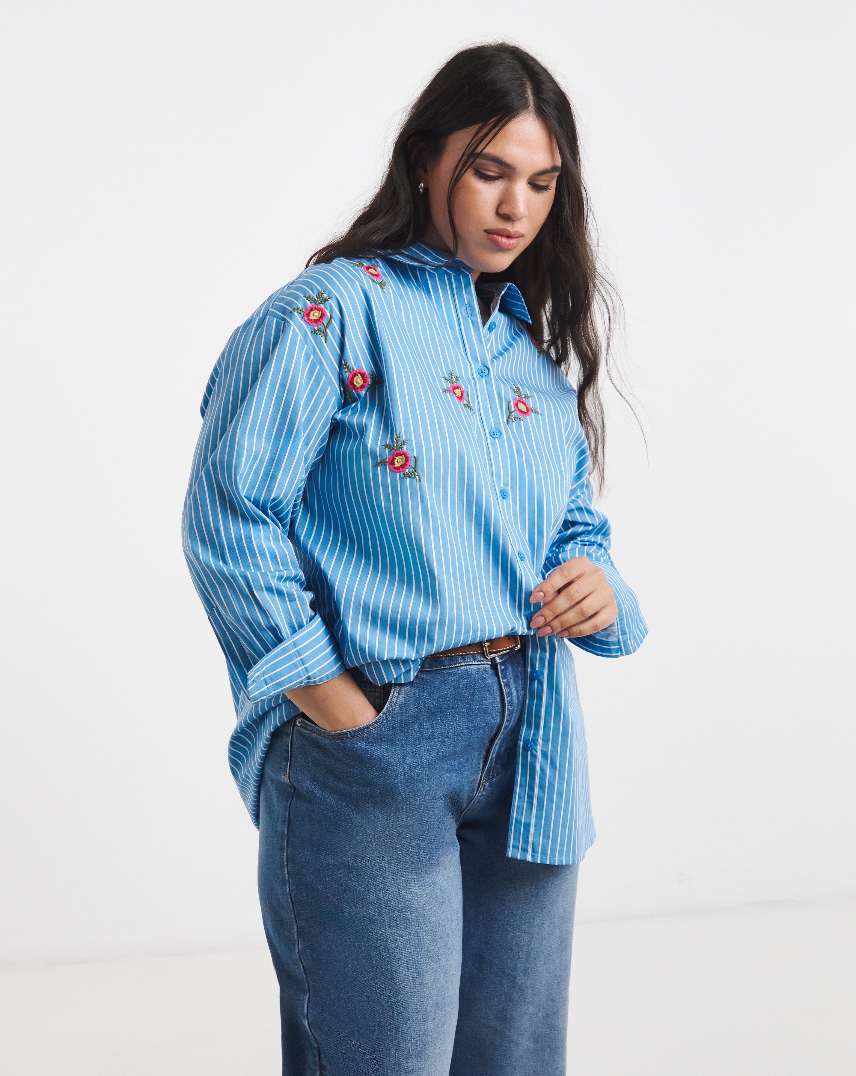 Stripe Embroidered Shirt