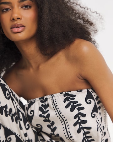 Mono Print Linen Bandeau Top
