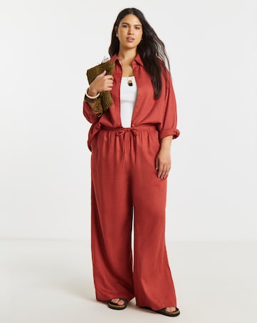 Rust Linen Gathered Sleeve Boxy Shirt