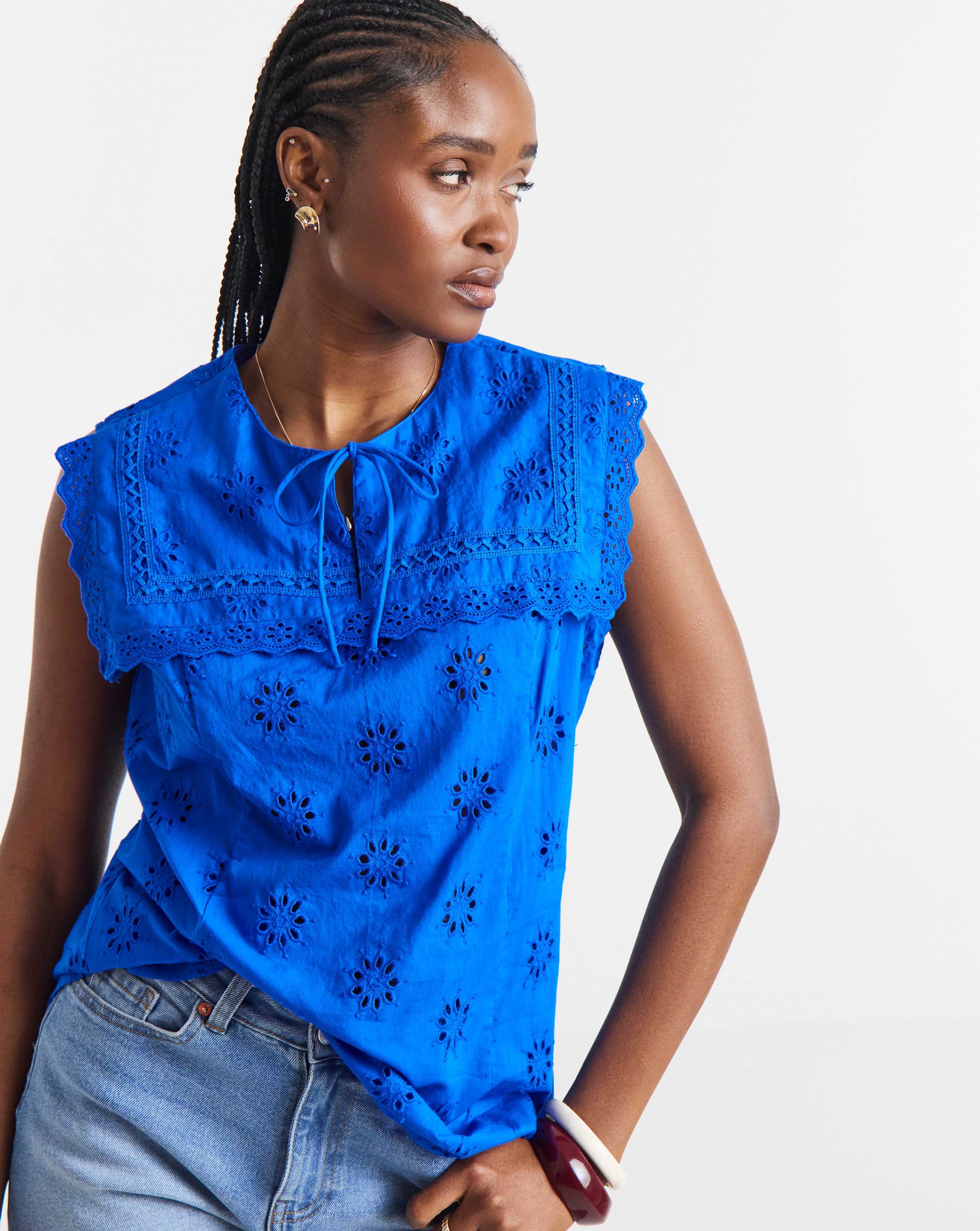 Simply Be Sailor Collar Broderie Top