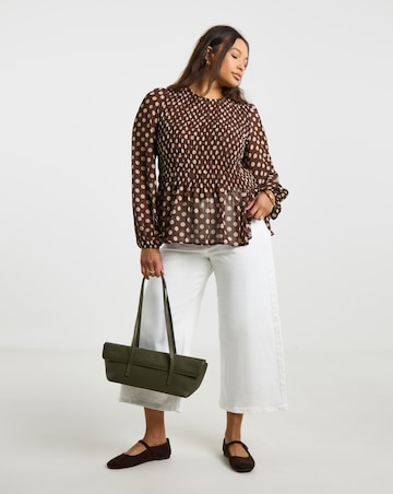 Simply Be Brown Spot Shirred Blouse