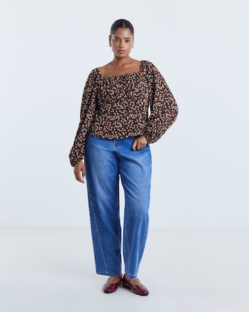 Simply Be Ditsy Floral Blouson Sleeve Blouse