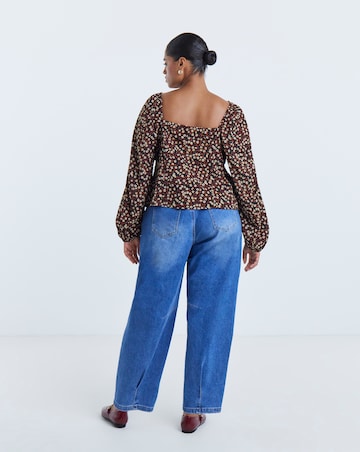 Simply Be Ditsy Floral Blouson Sleeve Blouse