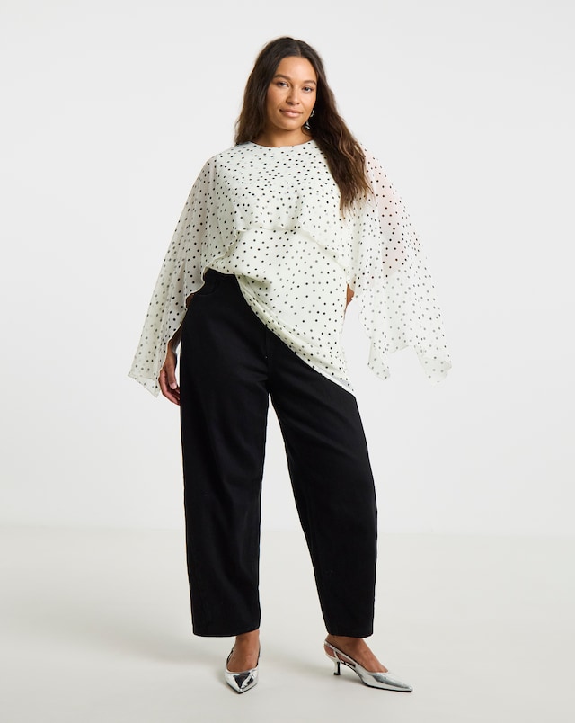 Simply Be Ivory Spot Cape Blouse