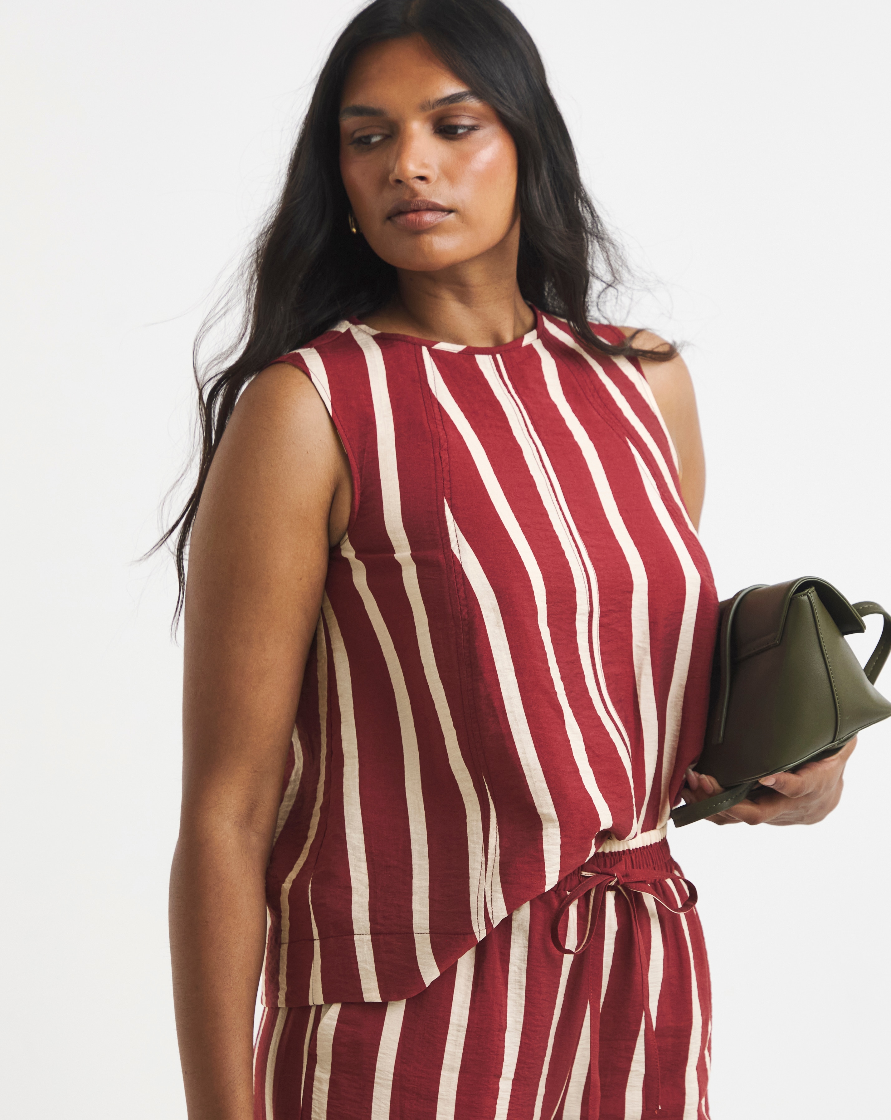 Simply Be Rust Stripe Shell Co-Ord Top