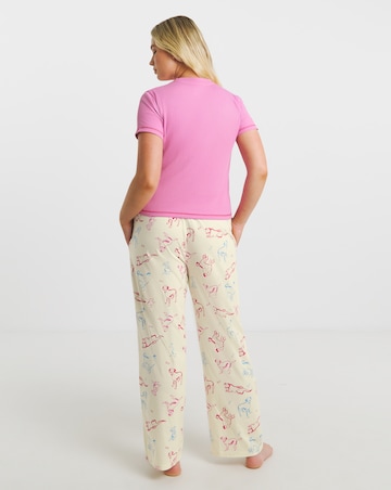 Simply Be (2 Pack) Dog Print Ribbed T-Shirt Pyjama Sets