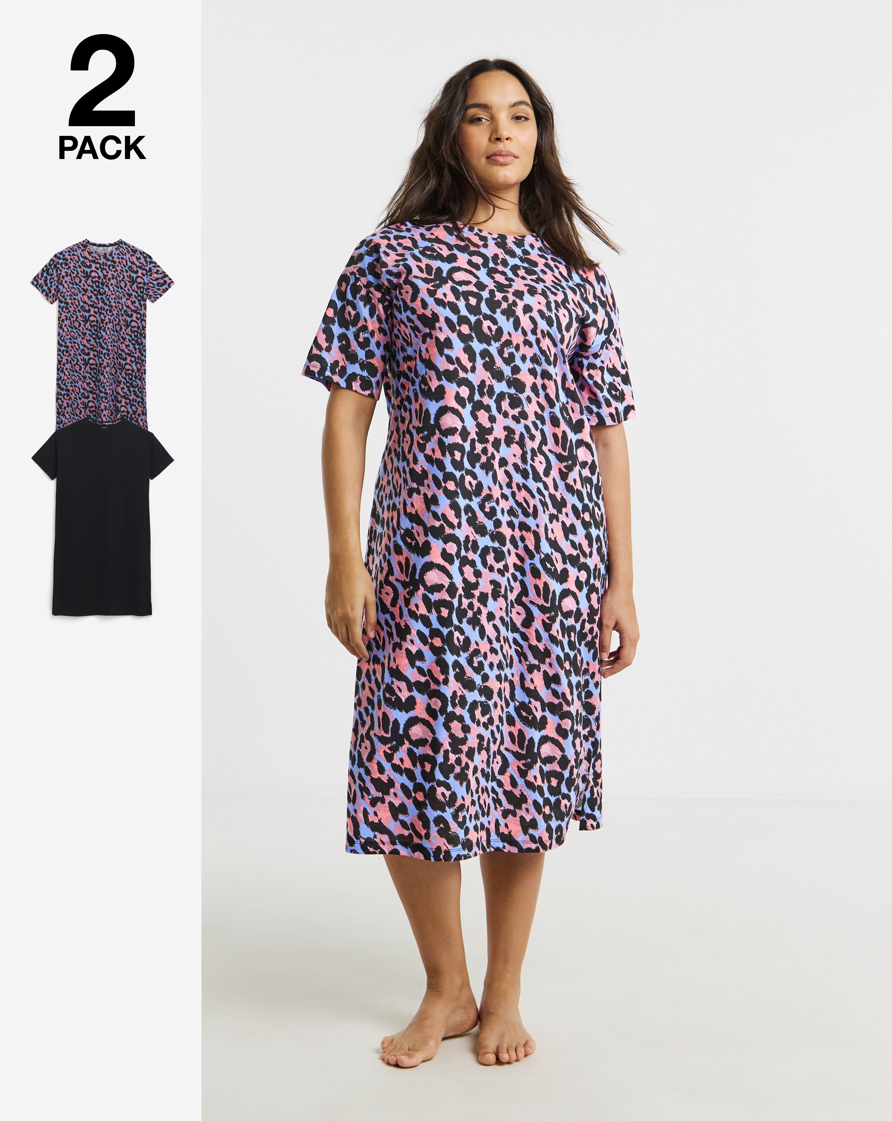 New In - (2 Pack) Value Nighties Animal Print