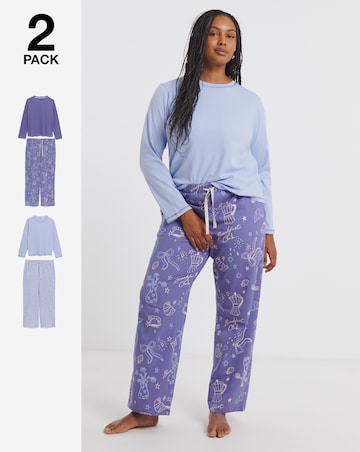 Simply Be (2 Pack) Breakfast Club Ribbed Pyjama Sets