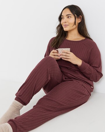 Figleaves Supersoft Rib Lounge Set Burgundy