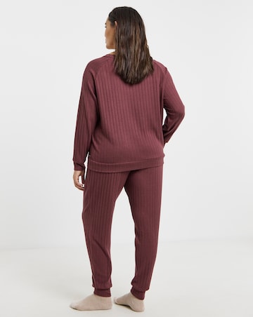 Figleaves Supersoft Rib Lounge Set Burgundy