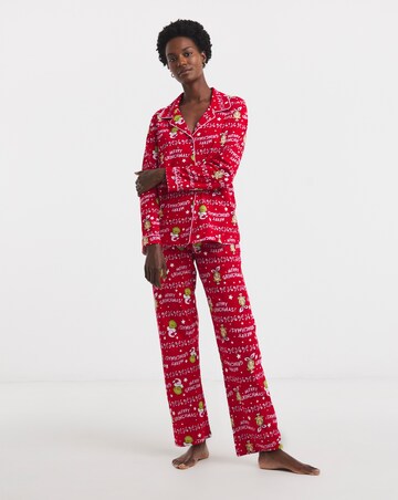 Grinch Christmas Button Through Cotton Pyjama Set