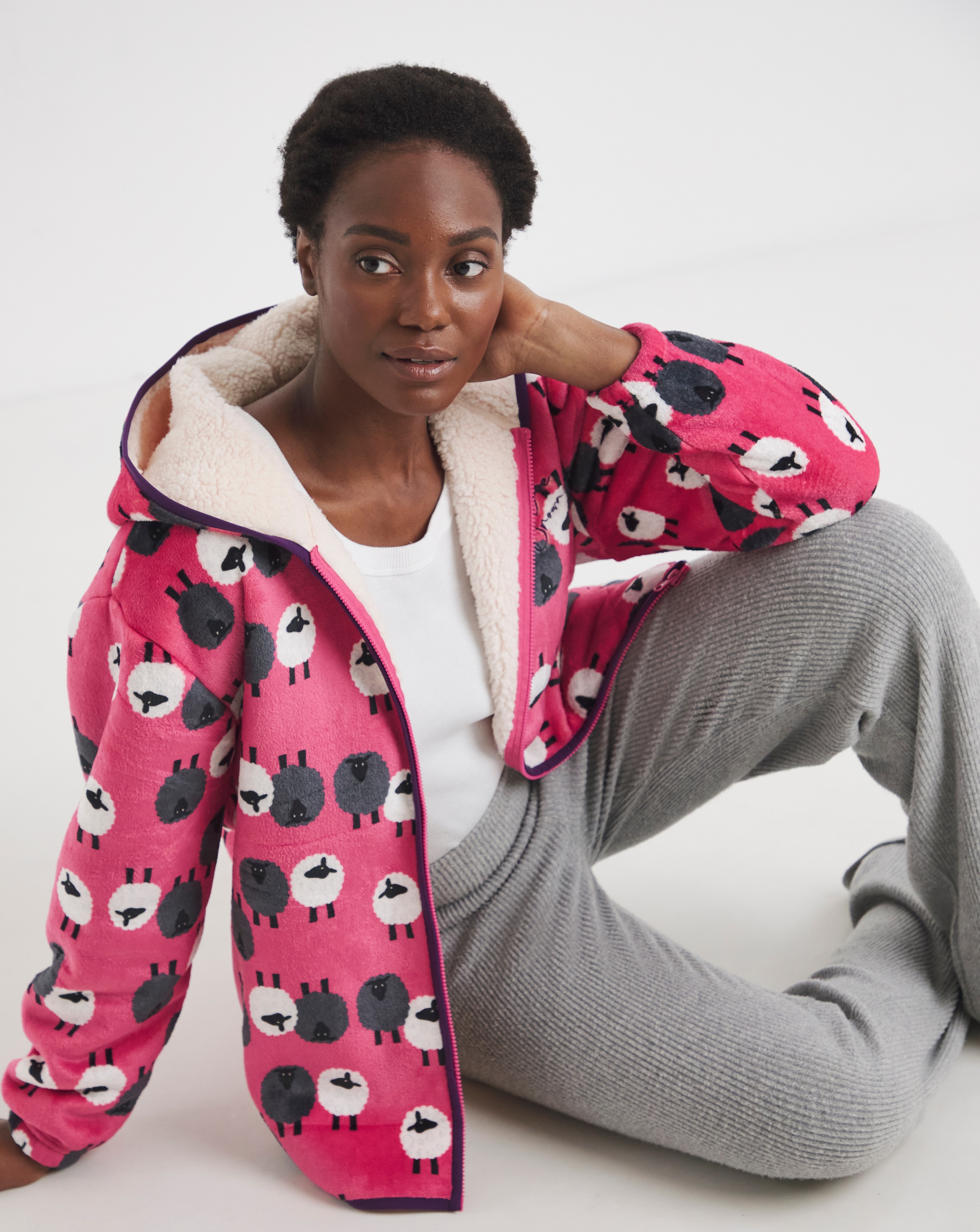 Joe Browns Sheep Print Zip Up Cardigan