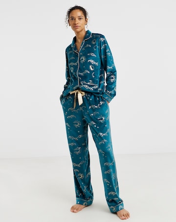 Chelsea Peers Velour Button Up Printed Pyjama Set