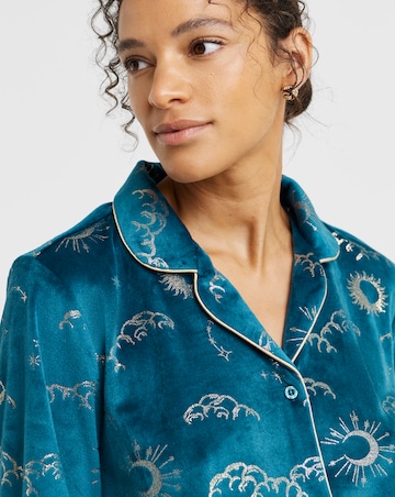 Chelsea Peers Velour Button Up Printed Pyjama Set