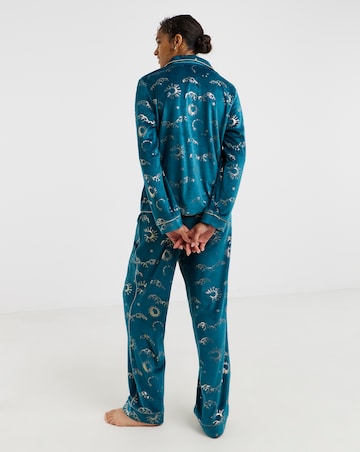 Chelsea Peers Velour Button Up Printed Pyjama Set
