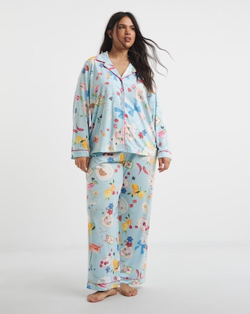 Simply Be Button Through Food Print Pyjama Set