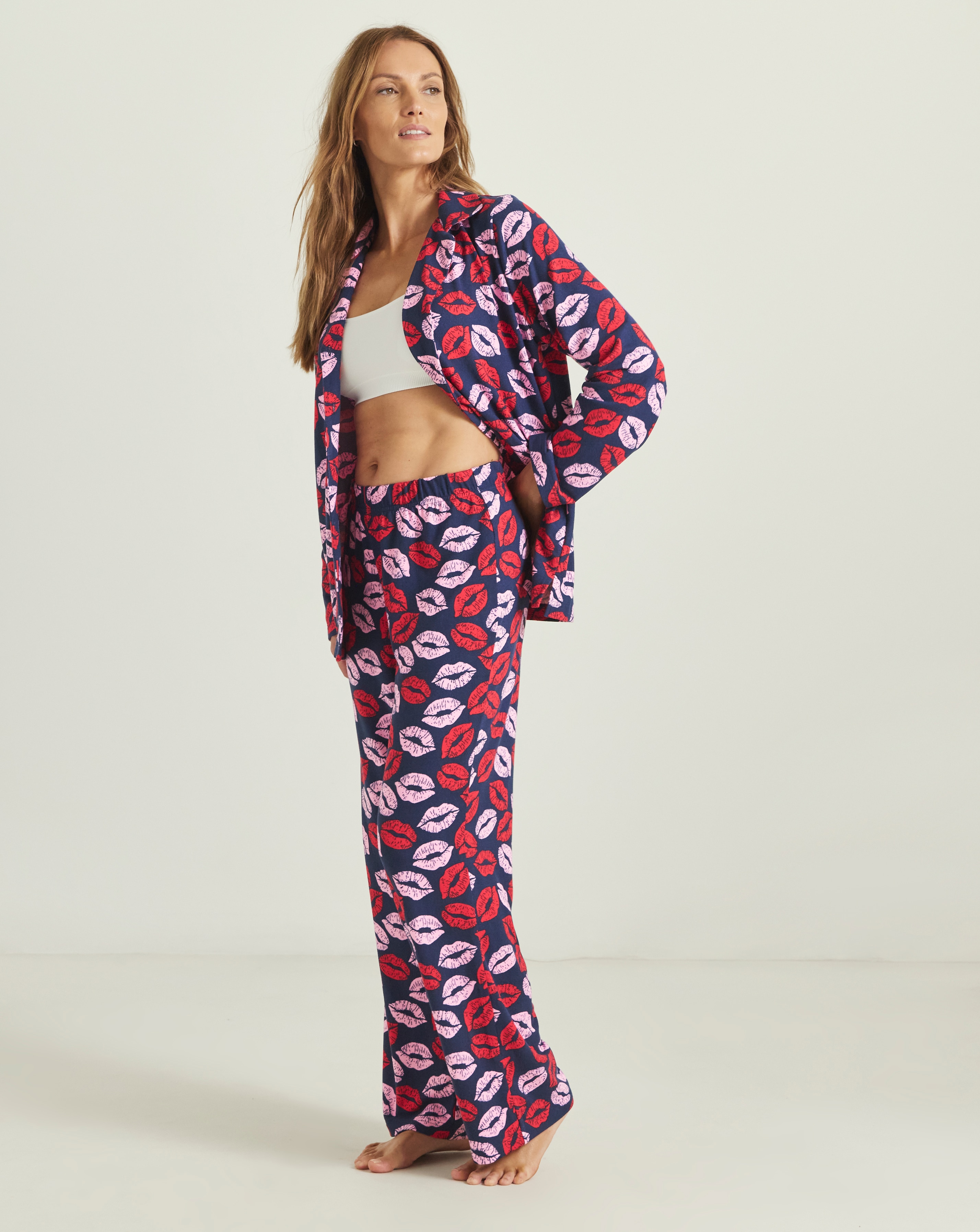 New In - Snit Lip Print Revere Pyjama Set