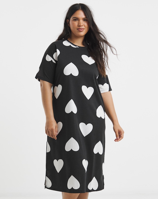 Simply Be Value Heart Print Midi Nightie