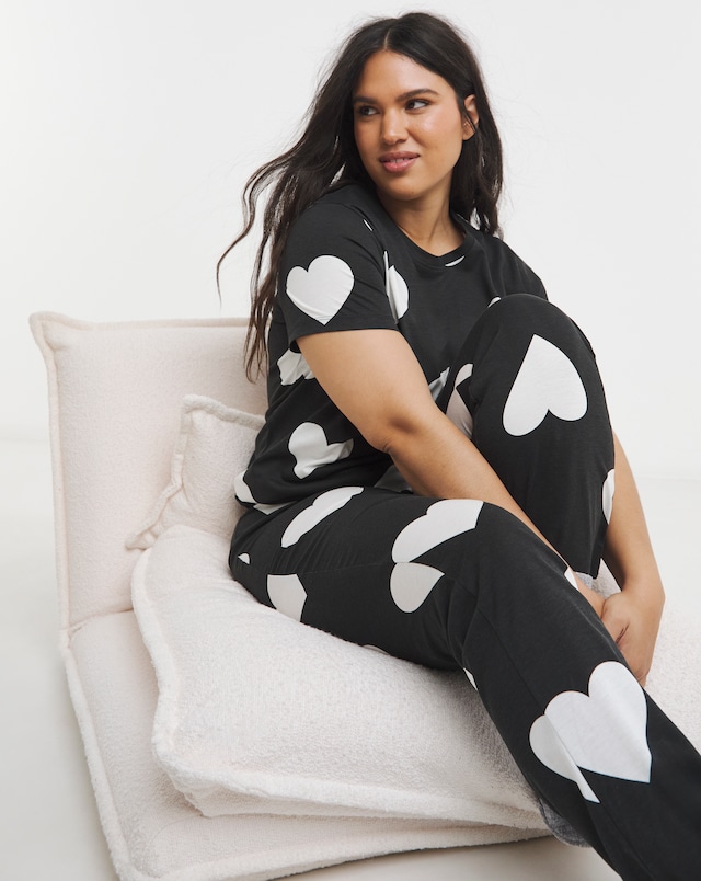 Simply Be Value Heart Print Pyjama Set