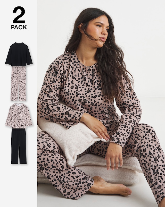 Simply Be Value (2 Pack) Leopard Pyjama Set