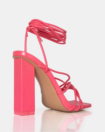 Public Desire Nyla Wide Fit Lace Up Block Heeled Sandals