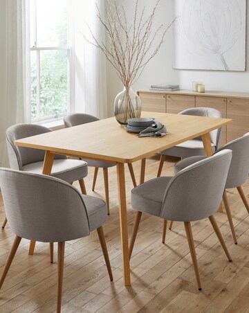 Oslo Dining Table with 6 Emilie Fabric Chairs | JD Williams