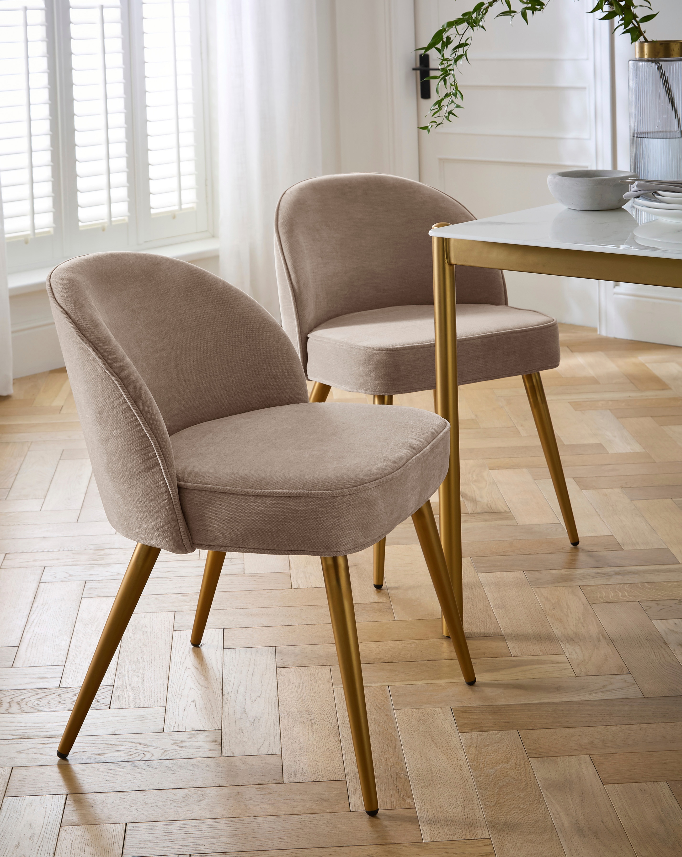 Emilie Chenille Pair of Dining Chairs