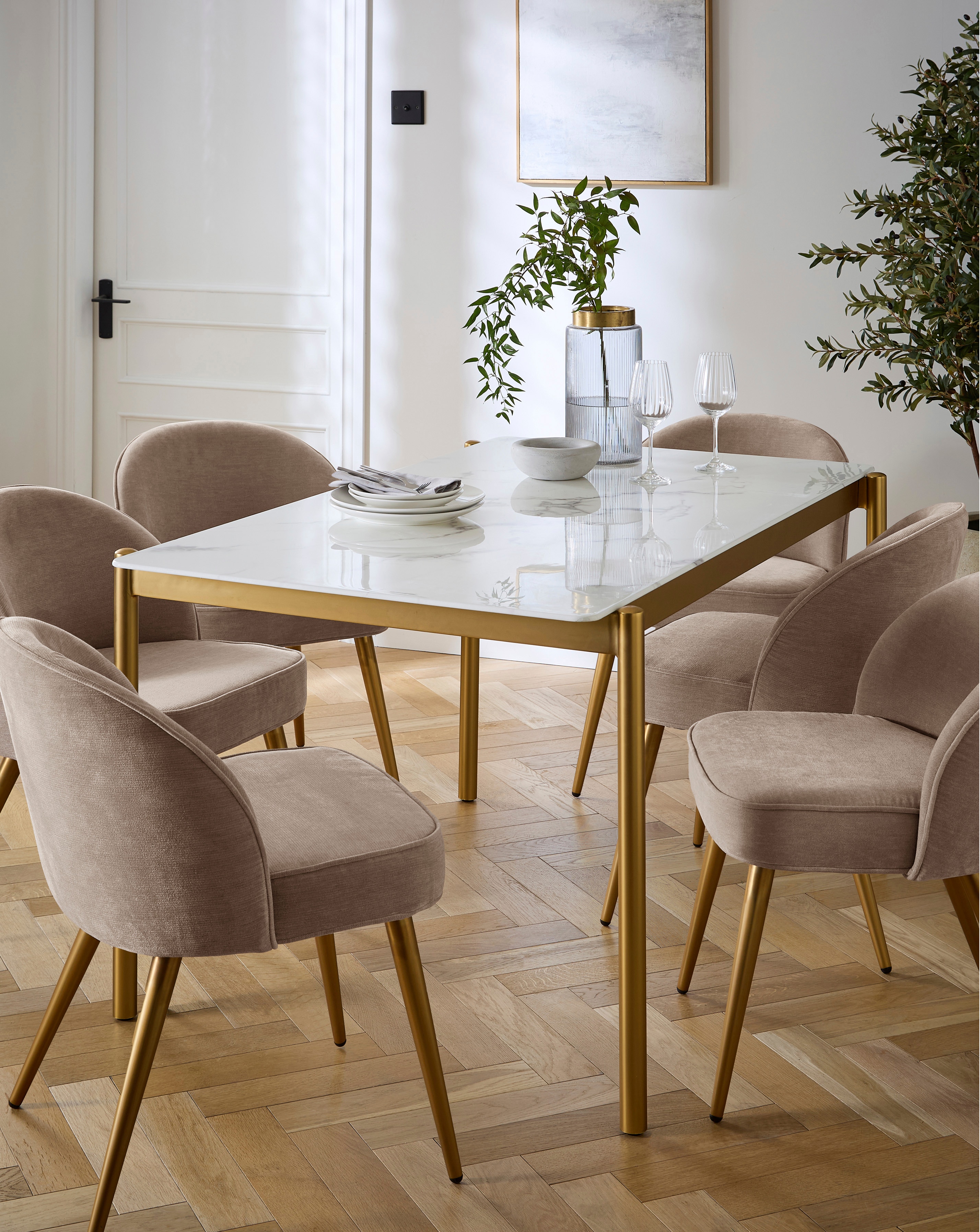 Thea Dining Table with 6 Emilie Chairs
