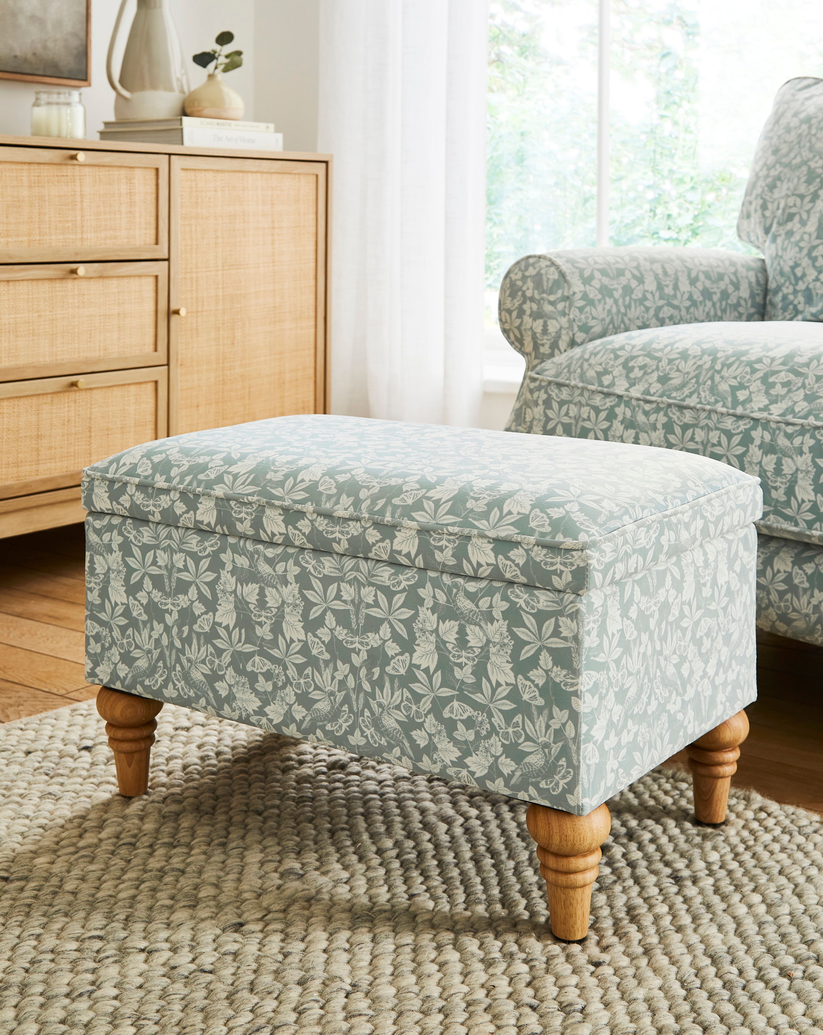 Naomi Floral Storage Footstool